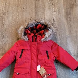 Canada Red Fleece Hood Zip Up Winter Jacket